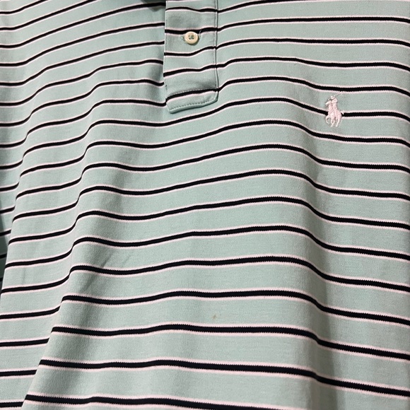 Ralph Lauren Polo Shirt Men's Large Blue Stripes White Pony Preppy - Picture 4 of 7